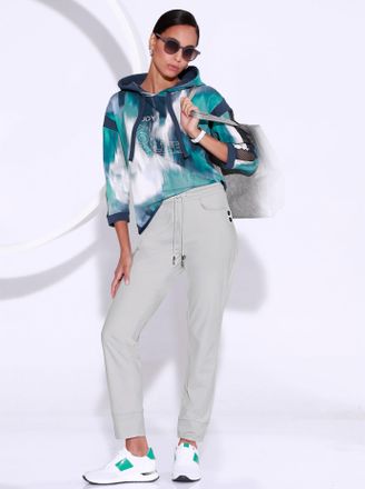 Cr&eacute;ation L Sweatshirt CREATION L, Damen, Gr. 36, blau (salbei, dunkelblau, bedruckt), 48% Baumwolle, 48% Modal, 4% Elasthan, gemustert, Sweatshirts Sweatshirt