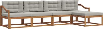vidaXL Conjunto De Sof&aacute;s De Exterior 5 Uds. Gris Natural Y Claro Vidaxl