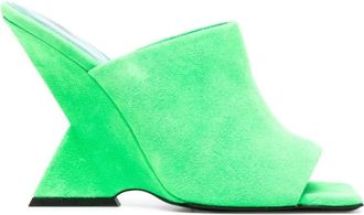 The Attico Groene Square-Toe Mules - Dames - Sleehakken - Groen - 36 EU - Leer - Schoenen