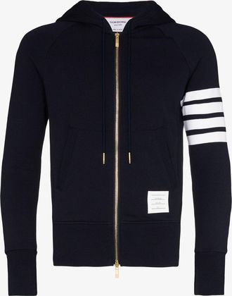 Thom Browne 4-Bar Sleeve Zip-Up Hoodie - Mens - Cotton