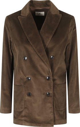 Myths Green Double-Breasted Corduroy Patch Pocket Jacket