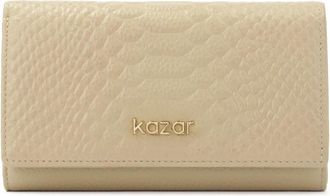 Kazar Beige portemonnee versierd met exotische reli&euml;f - Dames - Portefeuilles - Beige - ONE Size - Leer - Accessoires