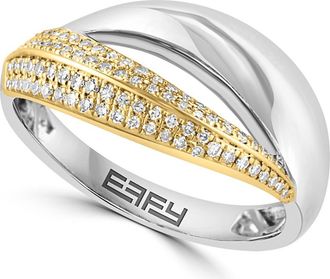 Effy Two-Tone Pavé Diamond Ring - 0.28ct. in Silver Multi at Nordstrom Rack, Size 7