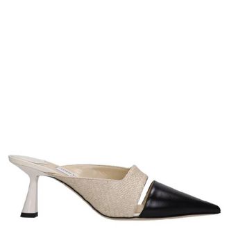 Jimmy Choo London Zalea 65 Raffia And Leather Pumps, Brand Size 34 ( US Size 4 )