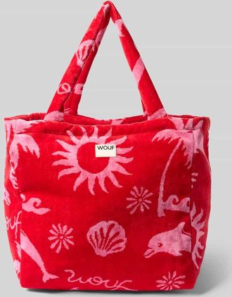 Wouf Tote Bag mit Label-Patch Modell Tulum in Rot, Gr&ouml;&szlig;e 1