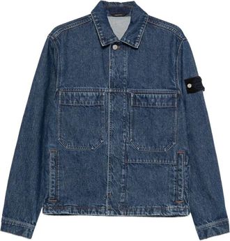 Stone Island Indigo Grainy Wash Biker Jacket