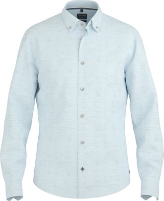 Olymp Langarmhemd OLYMP, Herren, Gr. XXL, N-Gr, hellblau, Web, Obermaterial: 100% Leinen, regular fit, 1-Knopf-Manschette, Hemden Langarmhemd, Casual, Butto