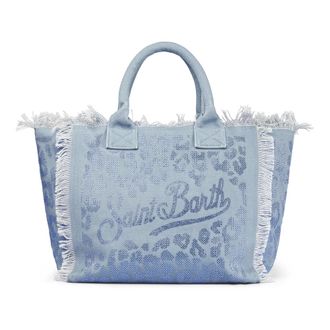 MC2 Saint Barth Tote Bags, female, Blue, Size: ONE SIZE Vanity Shoulder BAG Strass Leopard 36