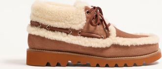 Valentino Garavani Stivaletto Palm Avenue In Crosta E Lana Uomo TABACCO/NATURALE 41.5