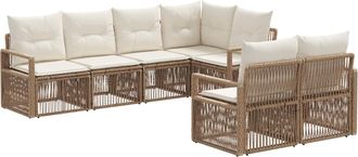 vidaXL Conjunto De Sof&aacute;s De Jard&iacute;n 7 Uds. 7-n&uacute;mero De Plazas Beige Vidaxl