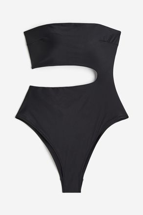 H&M Bandeau-Badeanzug High Leg - Schwarz