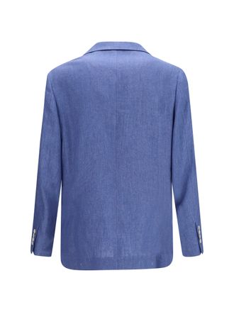 Brunello Cucinelli Mens Deconstructed Single-Breasted Jacket M&eacute;lange Linen Denim