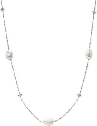 Anzie Emilia Gothic Star Cultured Pearl Necklace in Silver at Nordstrom, Size 17