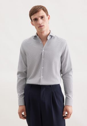 Seidensticker Businesshemd SEIDENSTICKER Schwarze Rose, Herren, Gr. XL (43), normale &Auml;rmell&auml;ngen, beige, 100% Baumwolle, Hahnentrittmuster, regular fit, 2-Knopf-Man