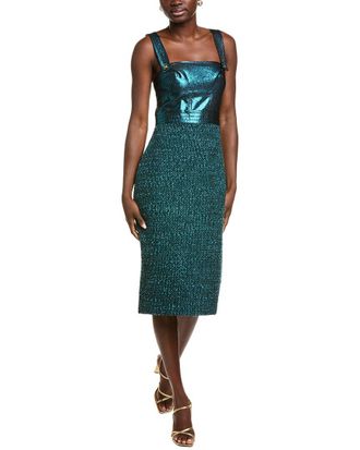 St. John Textured Wool-Blend Midi Dress