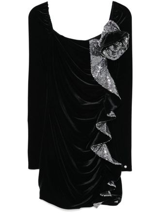 Nissa sequin-detail velvet mini dress - Black