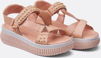 Mjus Sandalen met plateauzool in leer