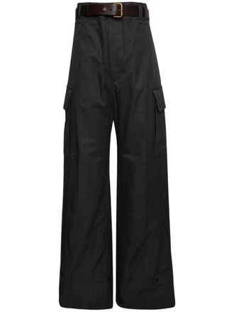 Saint Laurent organic-cotton wide-leg trousers - Grey