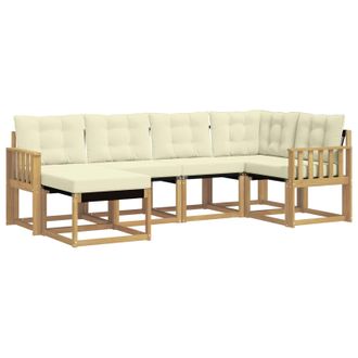 vidaXL Conjunto De Sof&aacute;s De Exterior Con Coj&iacute;n 6 Pcs Blanco Y Crema Vidaxl