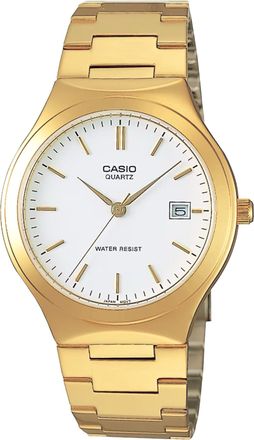 Casio Mens Gold-Tone Analog Quartz Watch with White Dial - MTP-1170N-7A