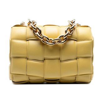 Bottega Veneta Pre-owned Shoulder Bags, female, Yellow, Size: ONE SIZE Pre-owned Chain Leather Bag