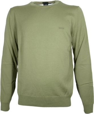 HUGO BOSS Botto-L - Heren - Ronde hals truien - Groen - 2XL - Wol - Truien & Vesten