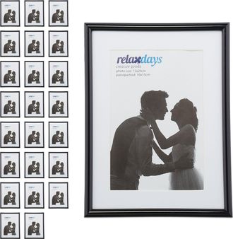 Relaxdays 24 Marcos 15&times;20 Cm Con Paspart&uacute; 10&times;15 Cm Y Cristal, Para Sobremesa O Colgar, Negros