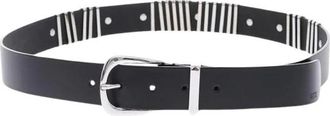 Diesel Leren Riem met Zilveren Details - Dames - Riemen - Zwart - ONE Size - Leer - Accessoires