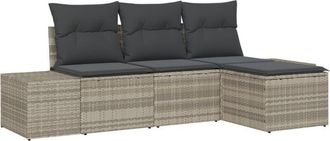 vidaXL Vidaxl - Garden Sofa Set with Cushion with Storage 4 pcs Light Grey