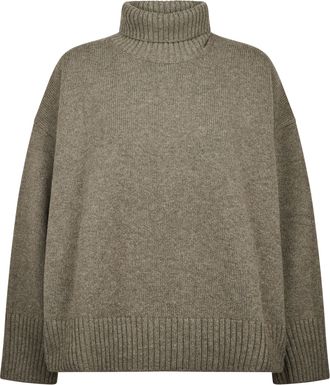 SOEUR Boxy Merino Wool Sweater with High Ribbed Collar