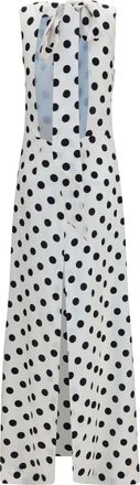 SA SU PHI Womens Sleeveless Maxi Dress With Back Bow Black-White Silk Long Black/white