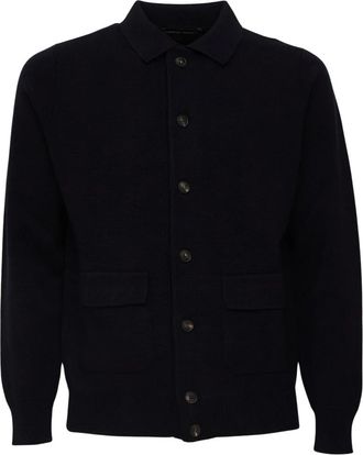 FILIPPO DE LAURENTIIS Geknoopte wollen vest - Heren - Vesten - Blauw - L - Wol - Truien & Vesten
