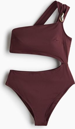 H&M One-Shoulder-Badeanzug mit wattierten Cups - Brown