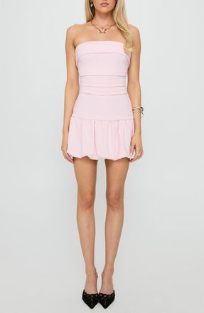 Princess Polly Mousse Strapless Bubble Hem Minidress in Pink at Nordstrom, Size 10