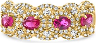 Pompeii3 1.43Ct Ruby & Diamond Ring 10k Yellow Gold Lab Grown Size: 7
