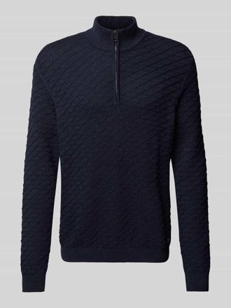 s.Oliver Red Label Regular Fit Pullover aus reiner Baumwolle mit Strukturmuster in Dunkelblau, Größe XXL