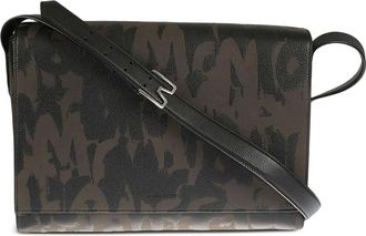 Alexander McQueen logo-print shoulder bag - men - Calf Leather - OS - Black
