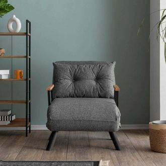 Dmora Butaca Keoni, Sill&oacute;n Reclinable, Apoyabrazos, Soporta 100 Kg, 60x78x78h Cm Gris Oscuro