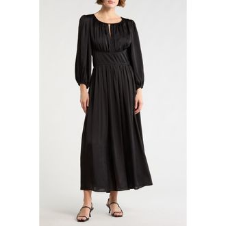 Max Studio Keyhole Balloon Sleeve Maxi Dress in Black-Black at Nordstrom Rack, Size X-Small