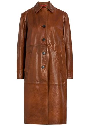 Max & Co. Leather Trench Coat - Brown - 14 (UK14 / L)