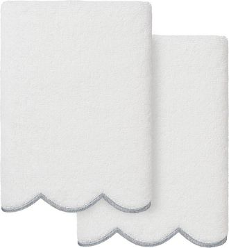Linum Home Textiles 100% Turkish Cotton Adornia Scallop 2Pc Hand Towel Set