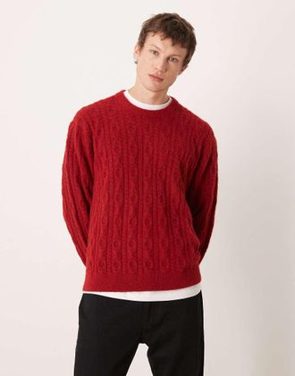 Abercrombie & Fitch Maglione lavorato a trecce rosso