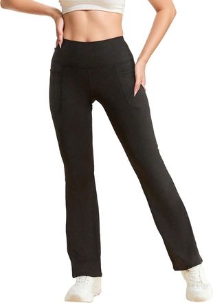 Generic High Waist Flared Yoga Pants for Women Booty Lifting Stretchy Gym Leggings Athleisure Wear Comfortable Workout Bottoms Red Tights Womens Black UK Ladi