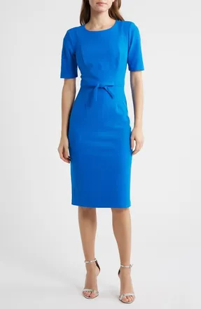 Adrianna Papell Bow Front Sheath Dress in Cool Cobalt at Nordstrom, Size 16