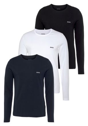 HUGO BOSS longsleeve-Shirt R-Neck Classic COTTON 3pcs/pack 3 Stk. mit BOSS Logo-Schriftzug