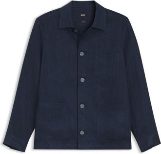BOSS Relaxed-fit overshirt in Italian-made linen twill