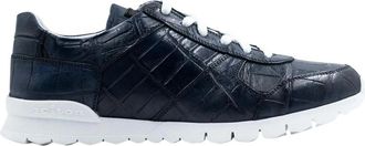 Kiton Leren Krokodillen Sneakers - Heren - Sneakers - Blauw - 40 EU - Leer - Schoenen