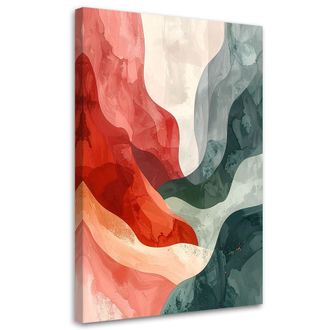 Feeby Cuadro Sobre Lienzo, Abstracci&oacute;n De Estilo Boho En Colores Rojo Y Verde., 70x100