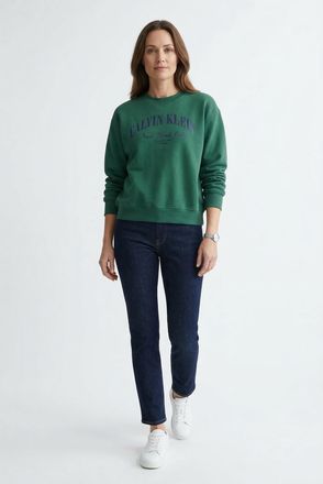 Calvin Klein Jeans Sweatshirt CALVIN KLEIN JEANS, Damen, Gr. XXL (46), enchanted forest, Sweatware, Obermaterial: 100% Baumwolle, unifarben, klassisch normal, Rundhals, 