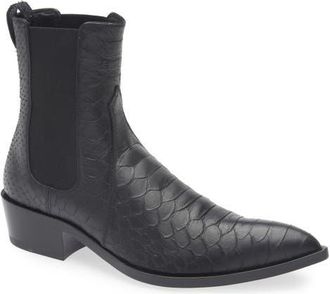 Tom Ford Matt Snakeskin Embossed Pointed Toe Chelsea Boot in 1N001 Black at Nordstrom, Size 13Us